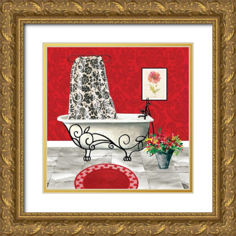 Red Luxe I Gold Ornate Wood Framed Art Print with Double Matting by Robinson, Carol