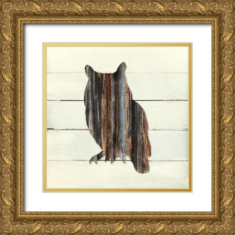 Woodland Owl Gold Ornate Wood Framed Art Print with Double Matting by Robinson, Carol