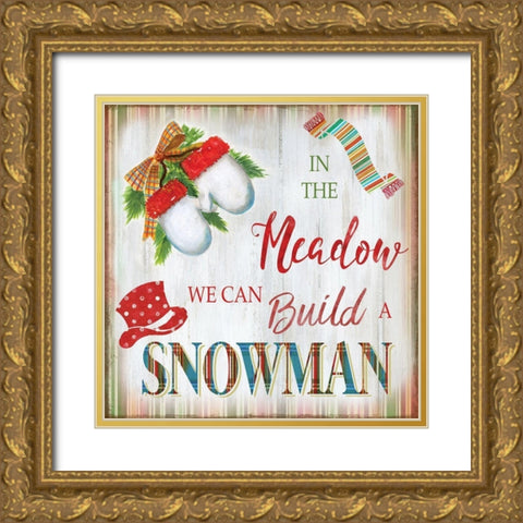 Snow Mittens Gold Ornate Wood Framed Art Print with Double Matting by Nan