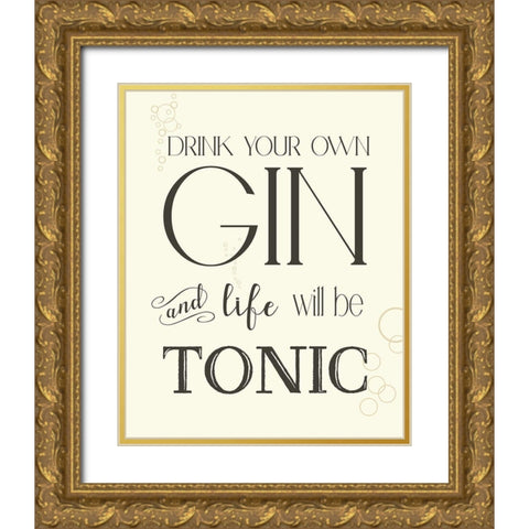 Gin and Tonic Gold Ornate Wood Framed Art Print with Double Matting by Donovan, Kelly