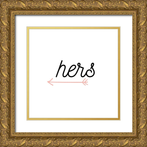 Her Arrow Gold Ornate Wood Framed Art Print with Double Matting by CAD DESIGNS