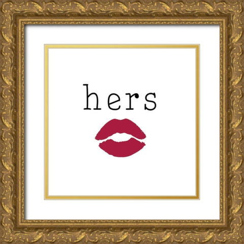 Hers Lips Gold Ornate Wood Framed Art Print with Double Matting by CAD DESIGNS