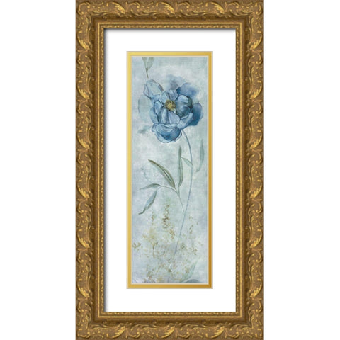 Blue Peony Gold Ornate Wood Framed Art Print with Double Matting by Robinson, Carol