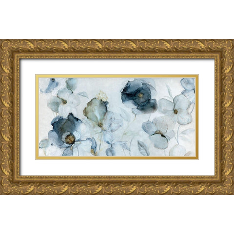 Flowering Indigo Gold Ornate Wood Framed Art Print with Double Matting by Robinson, Carol