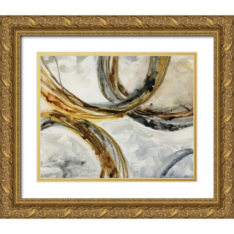 Emboldened Abstract Gold Ornate Wood Framed Art Print with Double Matting by Nan