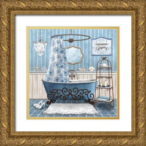 Blue Bath Retreat I Gold Ornate Wood Framed Art Print with Double Matting by Knutsen, Conrad