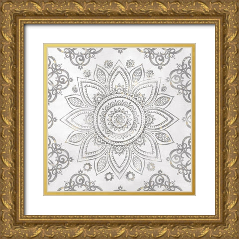 Mandala Sunburst Gold Ornate Wood Framed Art Print with Double Matting by Knutsen, Conrad