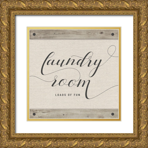 Laundry Room Gold Ornate Wood Framed Art Print with Double Matting by Murray, Amanda