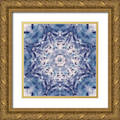 Indigo Gem Kaleidoscope I Gold Ornate Wood Framed Art Print with Double Matting by Nan