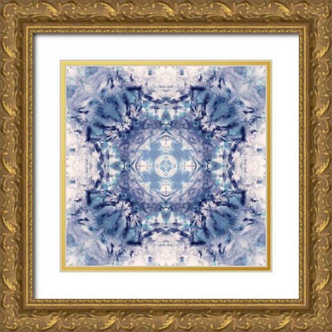 Indigo Gem Kaleidoscope Gold Ornate Wood Framed Art Print with Double Matting by Nan