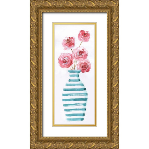 Flower Fun I Gold Ornate Wood Framed Art Print with Double Matting by Nan