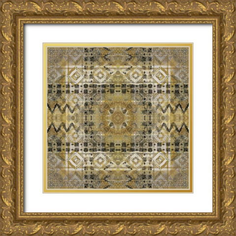 Kaleidoscope Tribal Gold Ornate Wood Framed Art Print with Double Matting by Nan