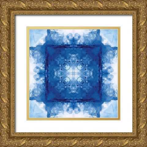 Indigo Wash Kaleidoscope I Gold Ornate Wood Framed Art Print with Double Matting by Nan