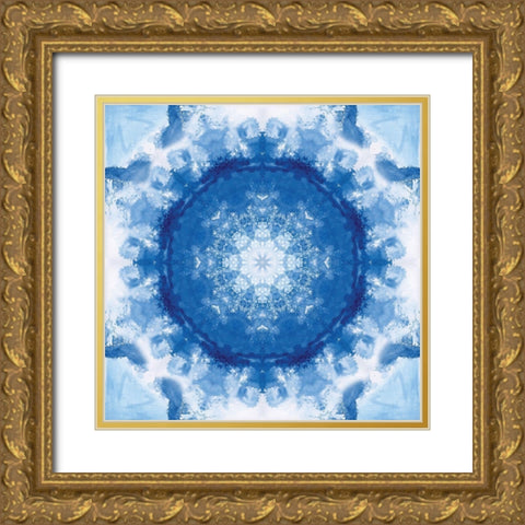 Indigo Wash Kaleidoscope II Gold Ornate Wood Framed Art Print with Double Matting by Nan