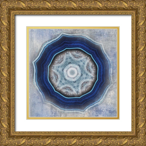 Kaleidoscope Blue Agate II Gold Ornate Wood Framed Art Print with Double Matting by Weisz, Irene