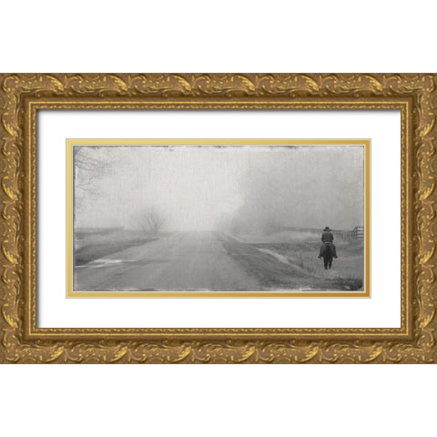 Riding Fence Gold Ornate Wood Framed Art Print with Double Matting by Robinson, Carol