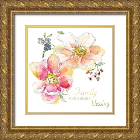 Family Blessing Gold Ornate Wood Framed Art Print with Double Matting by Robinson, Carol