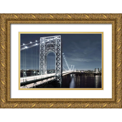 NYC at Dusk Gold Ornate Wood Framed Art Print with Double Matting by Carpentieri, Natalie