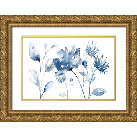 Translucent Blues II Gold Ornate Wood Framed Art Print with Double Matting by Nan