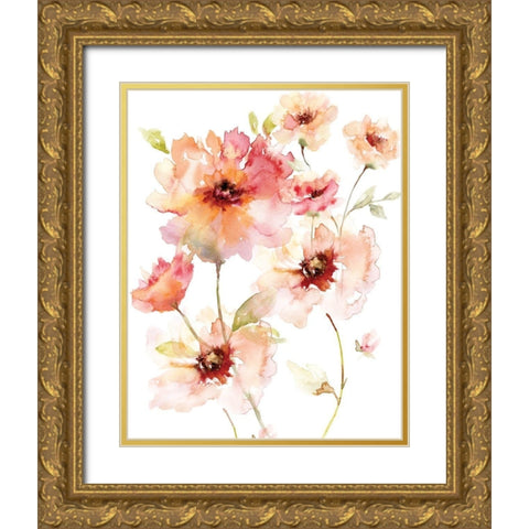 Translucent Reds I Gold Ornate Wood Framed Art Print with Double Matting by Nan