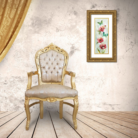 Butterfly Welcome Gold Ornate Wood Framed Art Print with Double Matting by Robinson, Carol