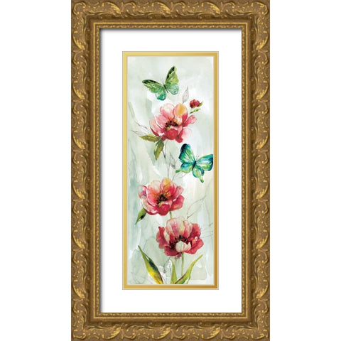 Butterfly Welcome Gold Ornate Wood Framed Art Print with Double Matting by Robinson, Carol