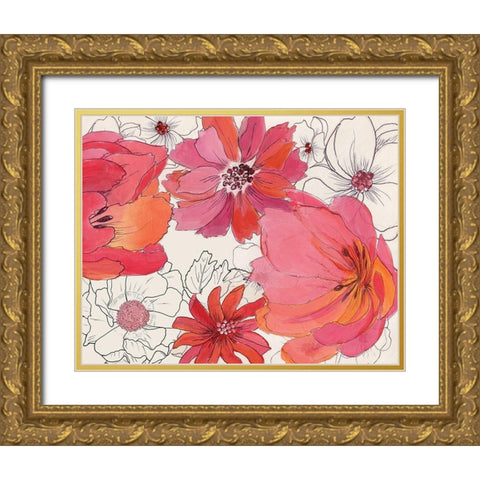 Vintage Pinks Gold Ornate Wood Framed Art Print with Double Matting by Nan