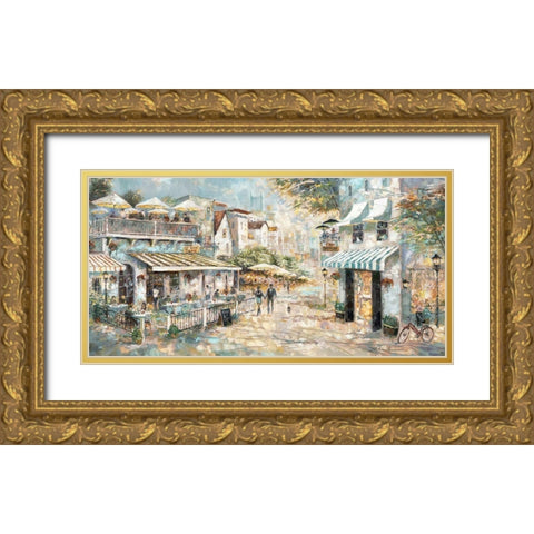 Rooftop Cafe Gold Ornate Wood Framed Art Print with Double Matting by Manning, Ruane