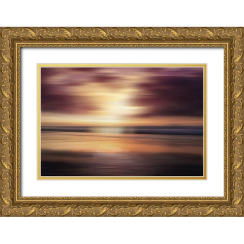 Evening Light Gold Ornate Wood Framed Art Print with Double Matting by Nan