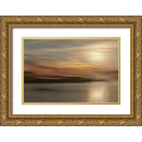 Mystic Lake Gold Ornate Wood Framed Art Print with Double Matting by Nan