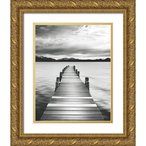 Jetty Black and Gold Ornate Wood Framed Art Print with Double Matting by Delimont, Danita