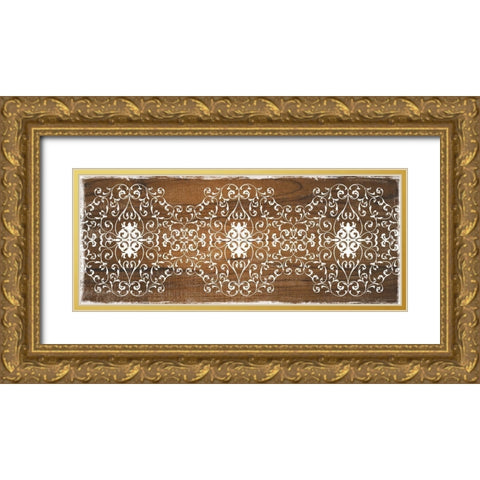 Boho Panel Gold Ornate Wood Framed Art Print with Double Matting by CAD DESIGNS