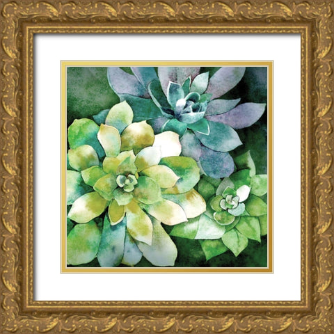 Summer Succulents Gold Ornate Wood Framed Art Print with Double Matting by Knutsen, Conrad