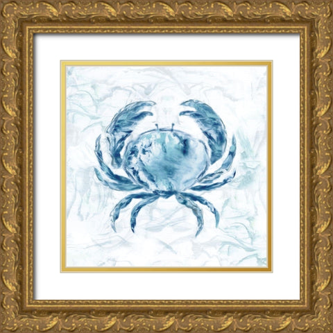 Blue Marble Coast Crab Gold Ornate Wood Framed Art Print with Double Matting by Nan