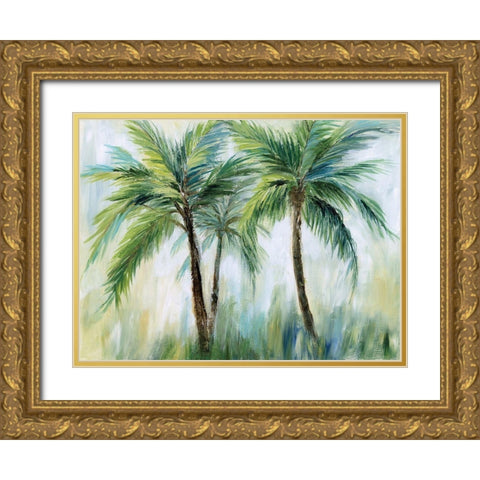 Palm Sensation Gold Ornate Wood Framed Art Print with Double Matting by Nan