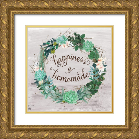 Happiness is Gold Ornate Wood Framed Art Print with Double Matting by Murray, Amanda