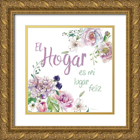 Hogar Feliz Gold Ornate Wood Framed Art Print with Double Matting by Robinson, Carol