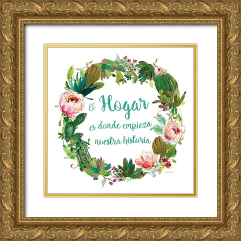 Hogar Historia Gold Ornate Wood Framed Art Print with Double Matting by Robinson, Carol