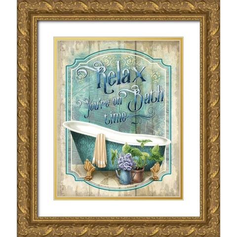 Bath Time Gold Ornate Wood Framed Art Print with Double Matting by Knutsen, Conrad