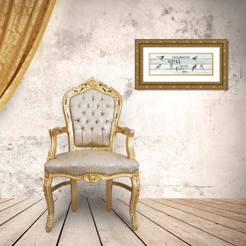 We Live Here Gold Ornate Wood Framed Art Print with Double Matting by Robinson, Carol