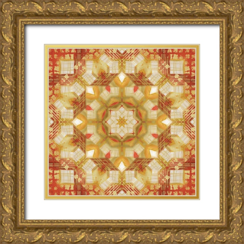 Kaleidoscope Crosshatch Gold Ornate Wood Framed Art Print with Double Matting by Nan