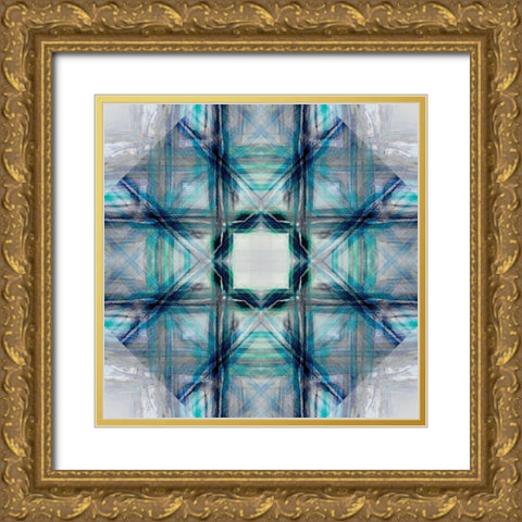 Kaleidoscope Tartan Gold Ornate Wood Framed Art Print with Double Matting by Nan