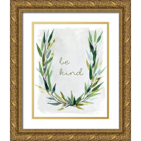 Kind Greenery Gold Ornate Wood Framed Art Print with Double Matting by Robinson, Carol