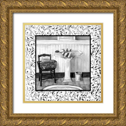 Black and White Gold Ornate Wood Framed Art Print with Double Matting by Robinson, Carol