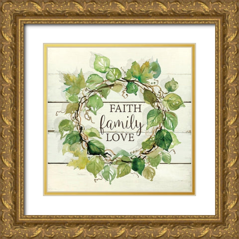 Faith, Family, Gold Ornate Wood Framed Art Print with Double Matting by Robinson, Carol