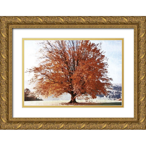 Season of Fall Gold Ornate Wood Framed Art Print with Double Matting by Weisz, Irene