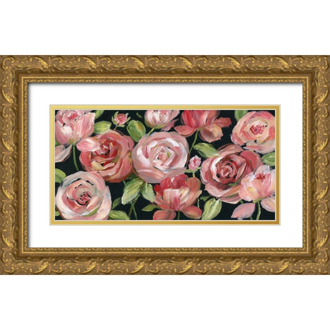 Red Velvet Gold Ornate Wood Framed Art Print with Double Matting by Nan