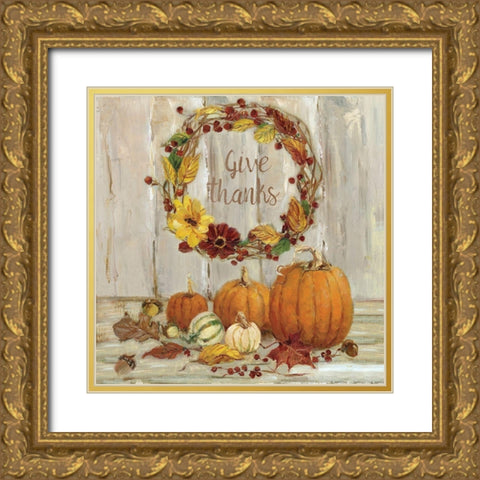 Pumpkin Patch V Gold Ornate Wood Framed Art Print with Double Matting by Swatland, Sally