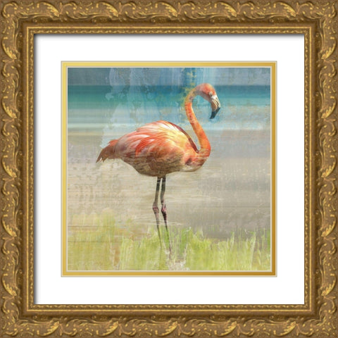 Flamingo Fancy I Gold Ornate Wood Framed Art Print with Double Matting by Nan