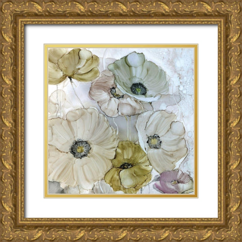 Iridescent Poppies Gold Ornate Wood Framed Art Print with Double Matting by Robinson, Carol